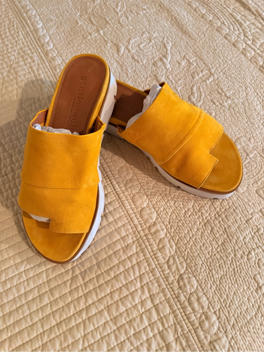 Gentle Souls Yellow Suede Slip-On Sandal